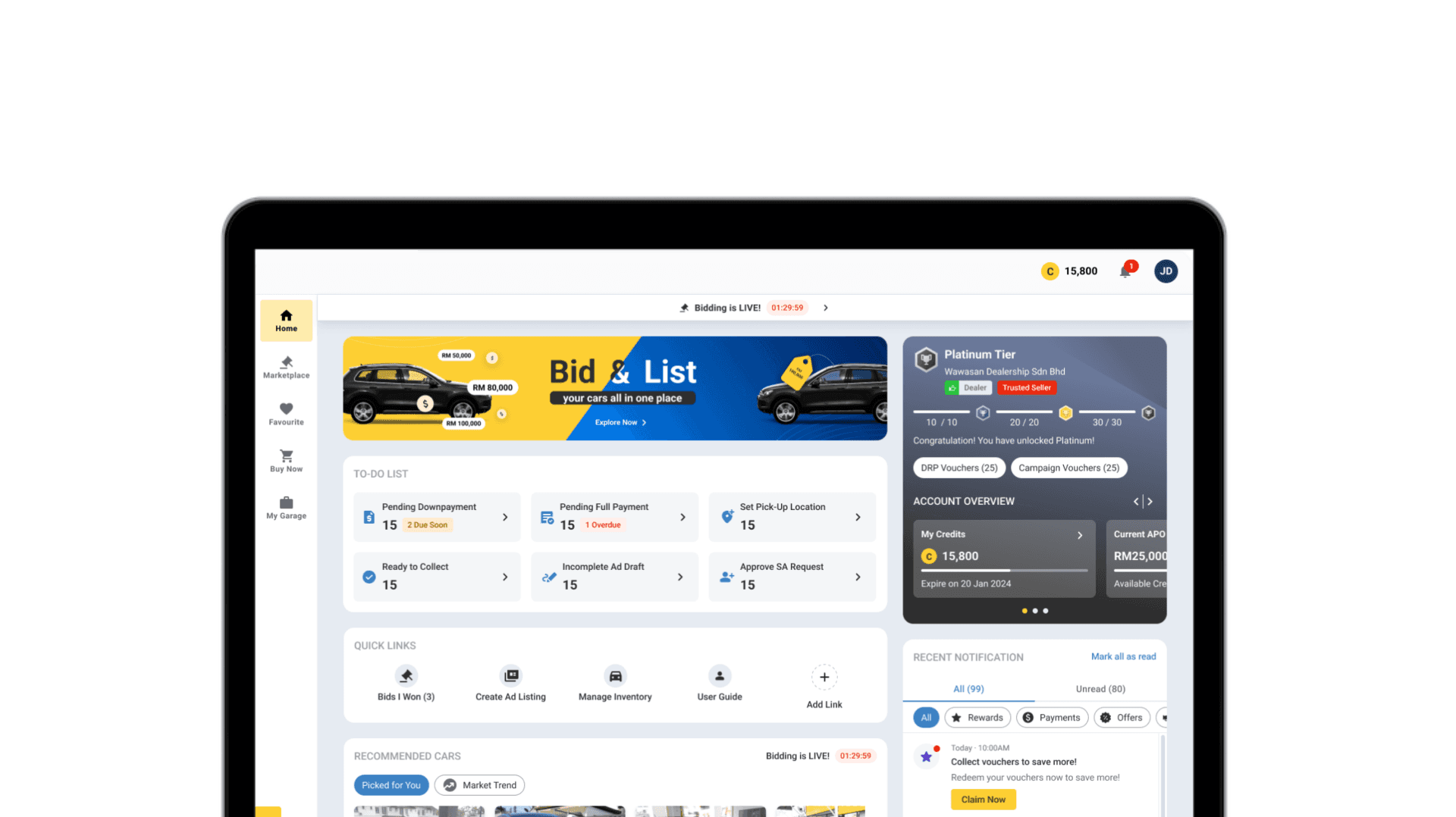 B2B Marketplace Platform dashboard
