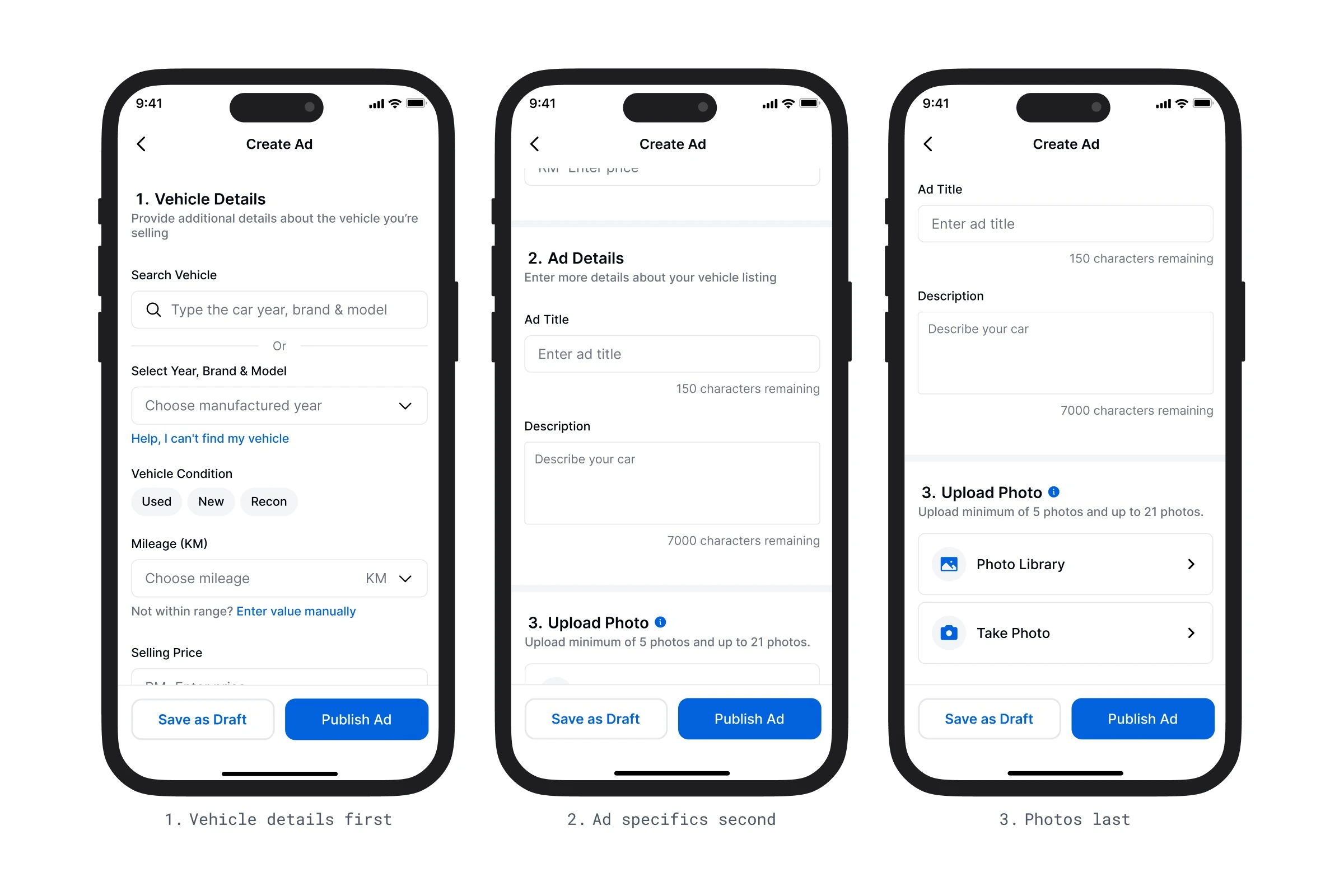 Dealer Mobile App listing creation