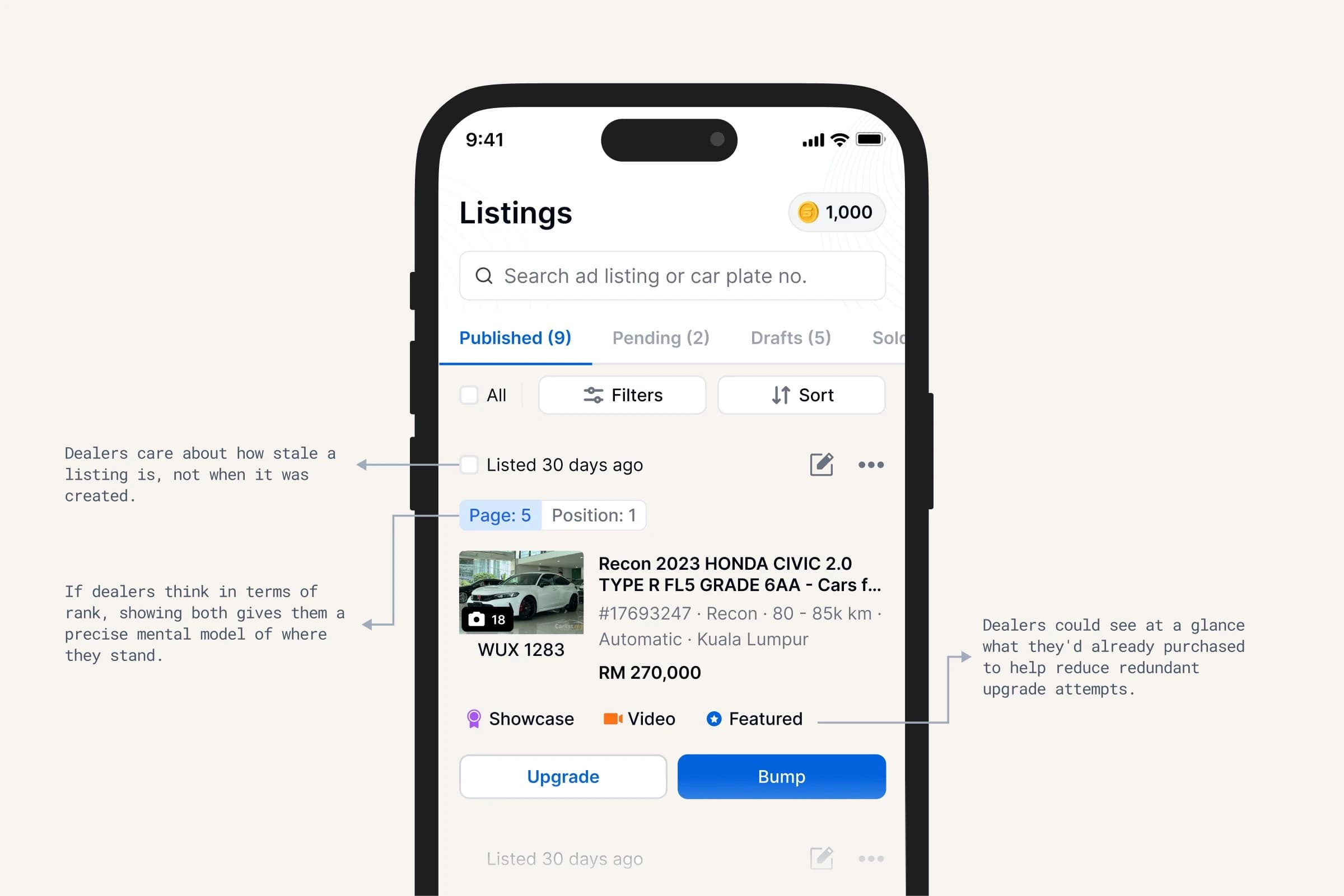 Dealer Mobile App listing cards