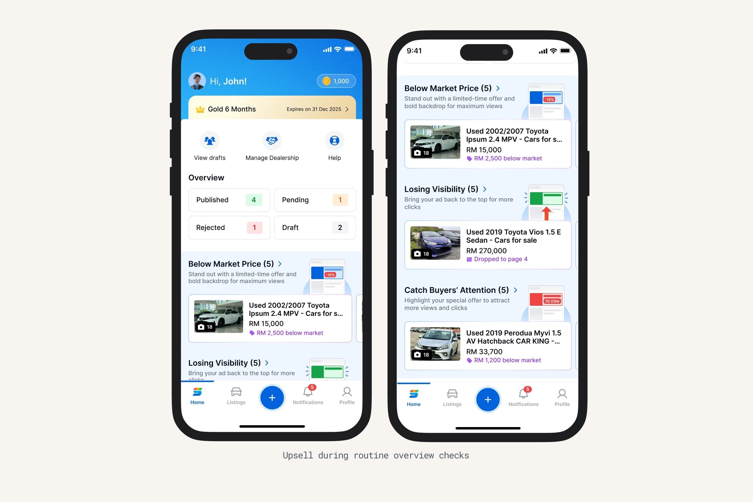 Dealer Mobile App listing overview